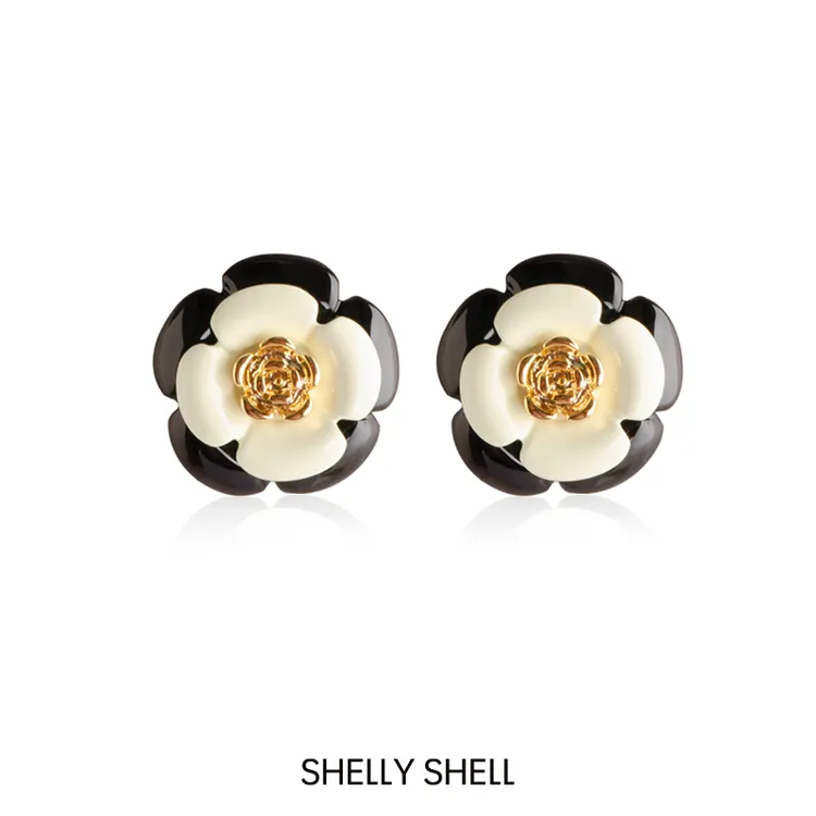 【栗子专属】Shelly Shell 铜合金耳饰 椰子灰山茶花耳钉 