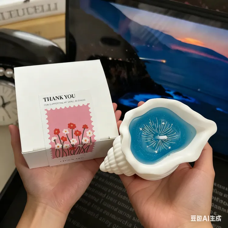 海洋贝壳香薰蜡烛情人节礼物室内持久高级可爱生日伴手礼桌面摆件