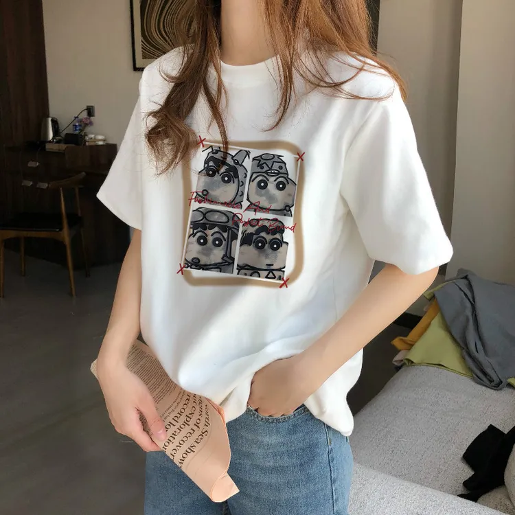 纯棉卡通基础大众港风运动T恤男短袖免烫男士夏季印花百搭t恤上衣