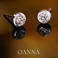 QANNA【大钻泡泡】【共1克拉】18K金经典时尚轻奢单钻钻石耳钉AY