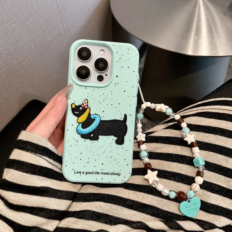 壳壳 ·刺绣立体腊肠狗适用苹果16promax手机壳iphone15壳iphone14