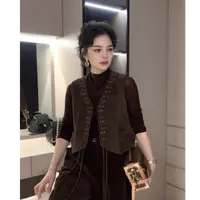 ZM25年新款休闲民族风短款系带复古百搭马甲5657