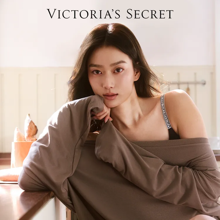 【维密·logo肩带薄款无钢圈内衣】裸感光面红色内衣套装本命年女