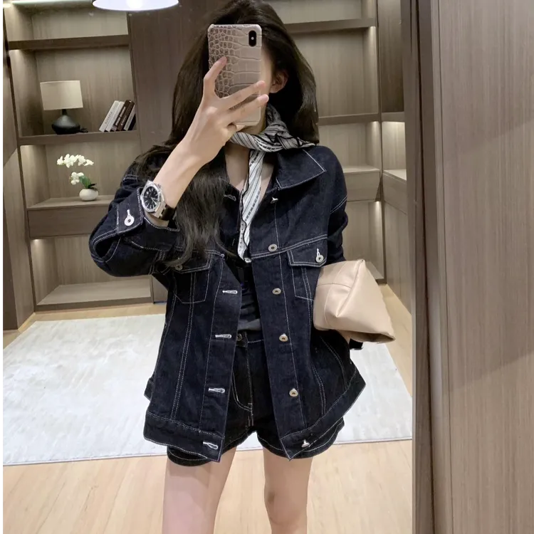 短外套街头风复古纯色休闲外套性感辣妹短裤2025秋季时尚套装洋气