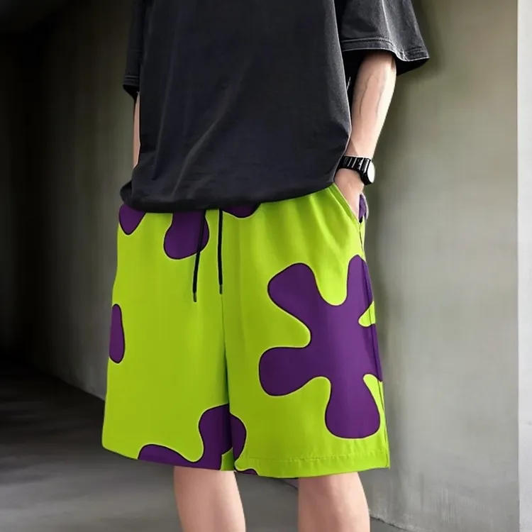 大码薄款男士短裤夏季 花短裤百搭爆款2025新款男式海滩沙滩裤子