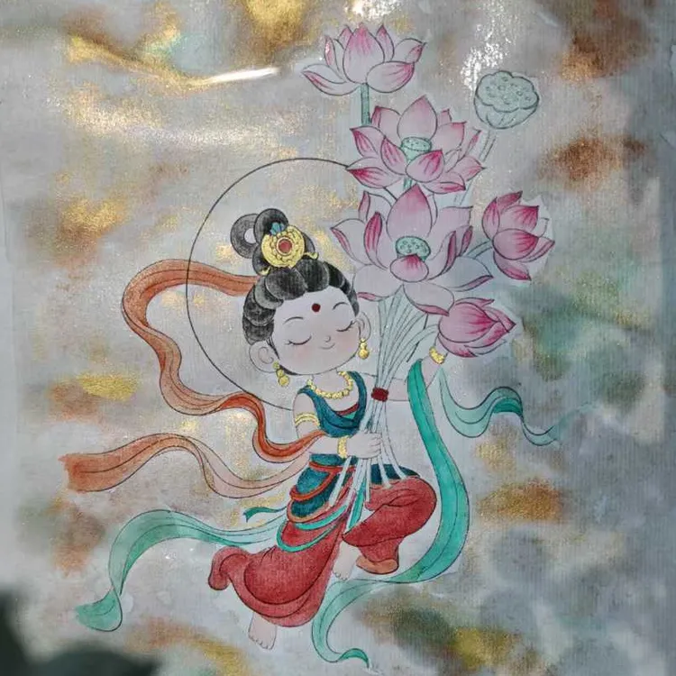 【白描日记】A4尺寸Q版飞天国画工笔画线稿纸质稿高清线稿