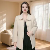 11226-秋冬新款翻领单排扣气质中老年妈妈装开衫外套女（康燕）