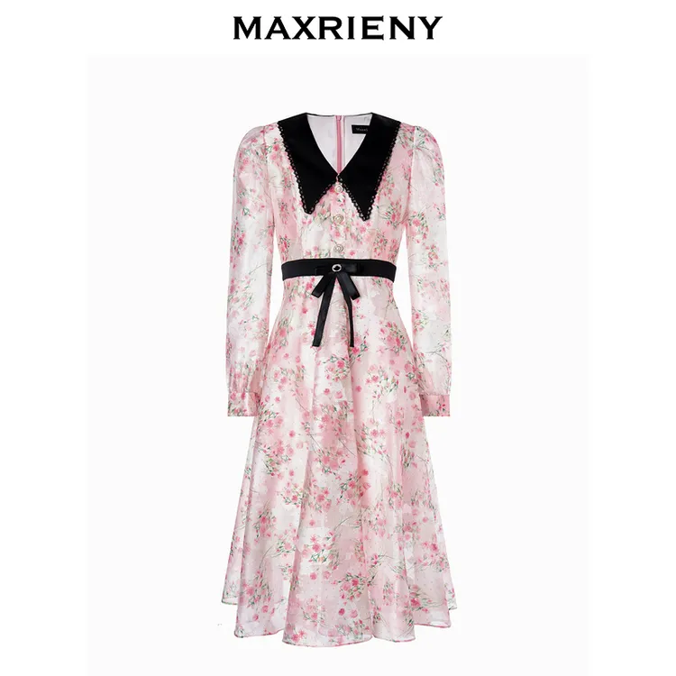MAXRIENY新款连衣裙春季爆款裙子系带蝴蝶结MC88DR092F10