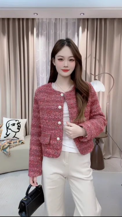 （新款）法式轻奢小香风2025冬季新年战袍精致名媛百搭气质短款外套