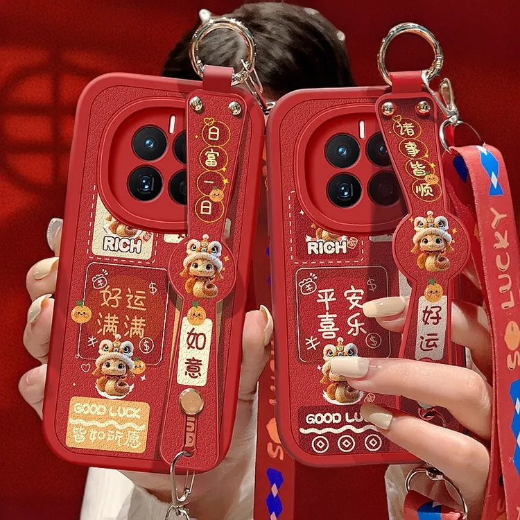 适用mate50手机壳斜挎腕带PRO保护套40蛇年硅胶40pro防摔背带挂绳