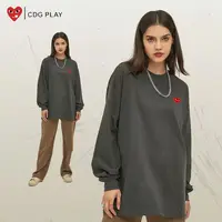 CDG PLAY爱心经典圆领纯色长袖女2025秋冬新款情侣百搭卫衣打底衣
