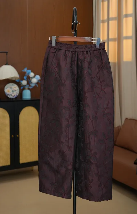 【金枝玉叶】冬款高端定制提花中长款时尚百搭中国风花苞裤阔腿裤