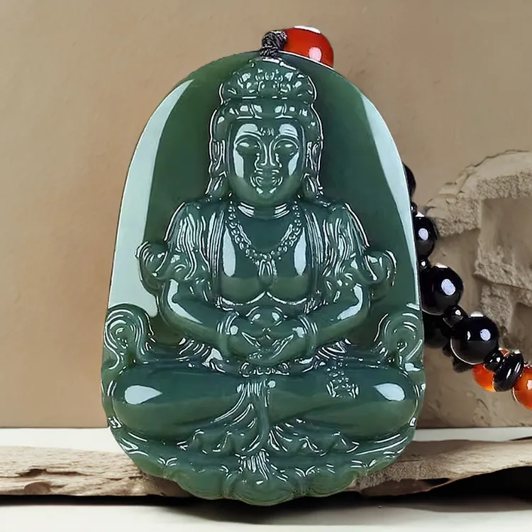 【真玉】新疆和田玉观音吊坠 天然玉石菩萨男款玉挂坠玉项链玉佩