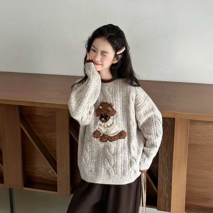 女童毛衣秋冬加厚2025新款儿童冬装洋气时髦上衣女大童针织衫冬季