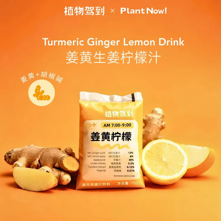植物驾到生姜柠檬饮秋冬暖身姜柠汁姜黄饮150g*6袋新品姜黄辣辣袋