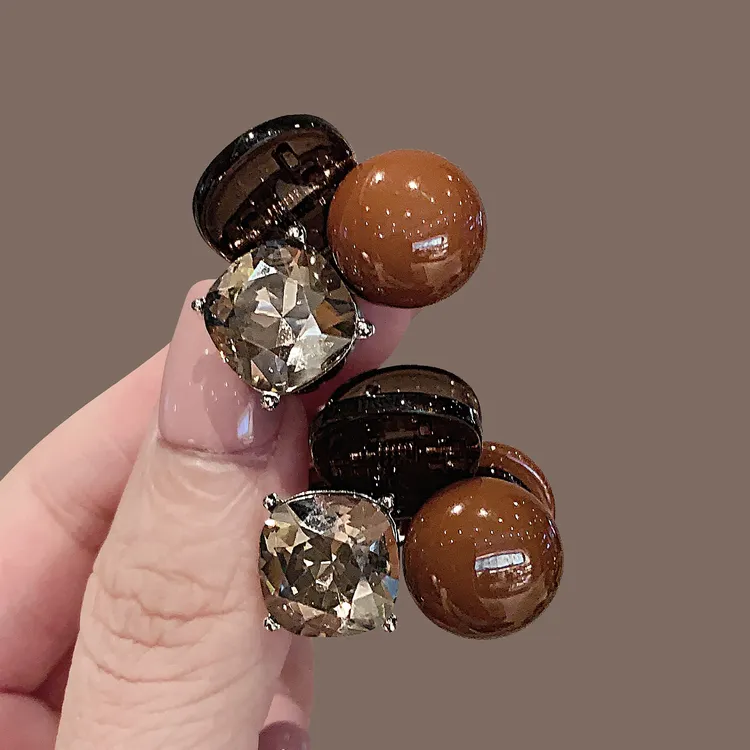 新款琥珀珍珠水钻小抓夹女小号刘海夹前额碎发夹公主头发夹子头饰