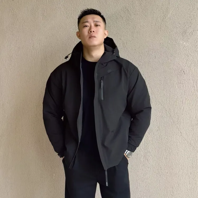 【大壮专属】冬季夹克户外软壳字母连帽冲锋衣百搭拉链外套 F2598