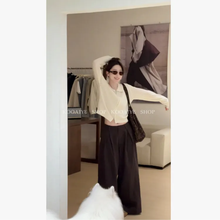 【奶糕】秋季新款休闲简约显瘦基础百搭针织上衣(冷水手洗平铺晾晒)