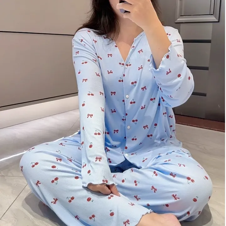 2025秋睡衣家居服套装大码舒适莫代尔弹力V领宽松宽大胖妹230斤女