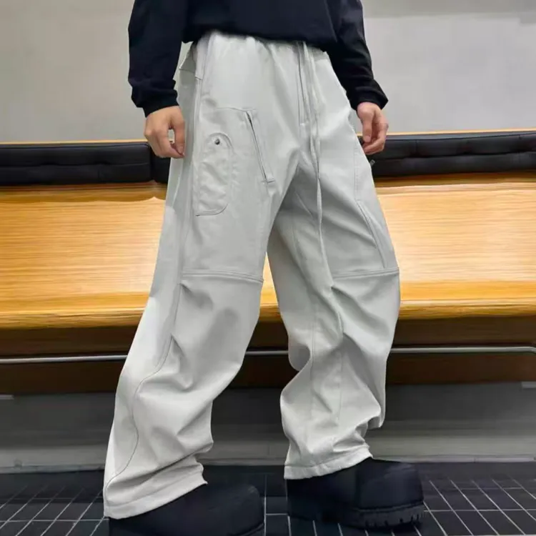 YULE语乐/12978机能风户外加绒加厚防风布工装裤秋冬休闲阔腿裤