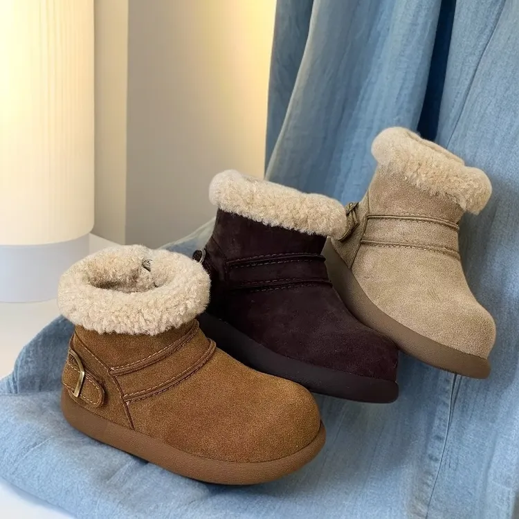 女运动风男冬季1-3岁雪地靴宝宝小童童鞋短筒靴子女童儿童加绒鞋