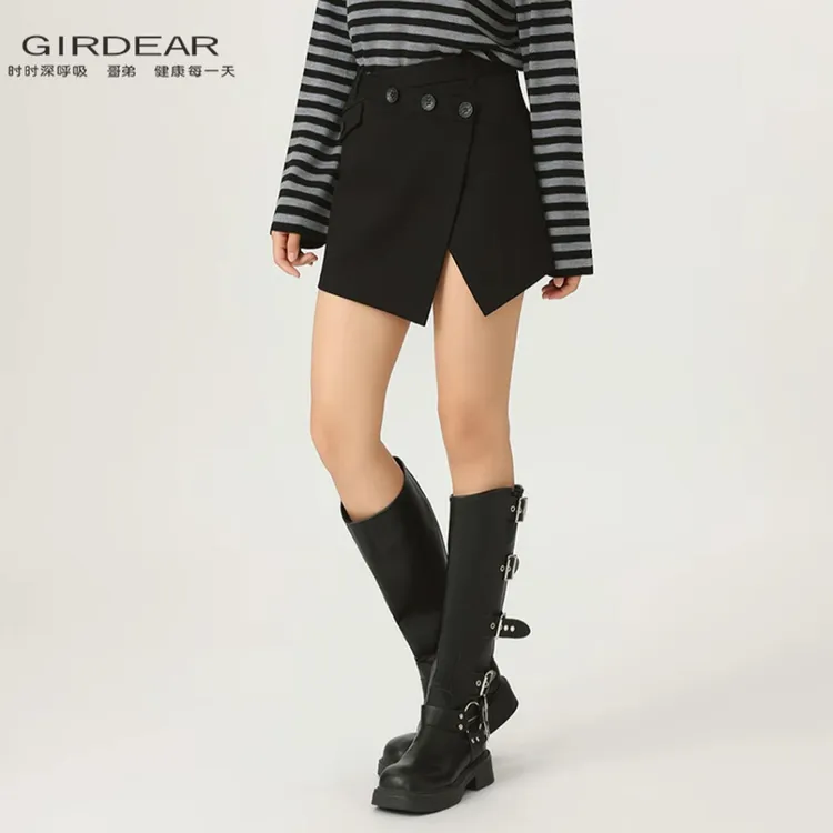 GIRDEAR/哥弟时尚百搭简约休闲通勤低腰潮搭造型小短裙120046