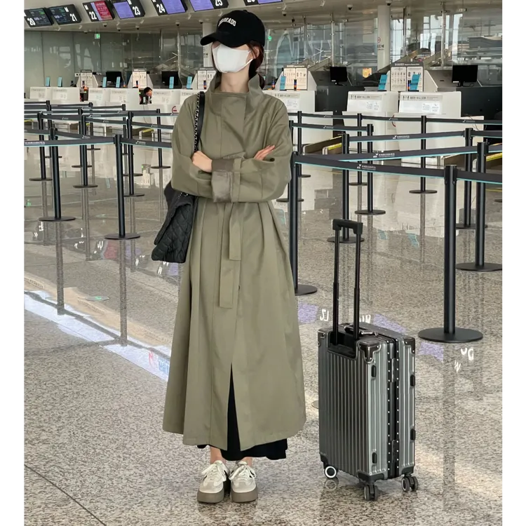 春秋慵懒风宽松风衣外套新款高级垂感休闲长款大衣韩版显瘦z