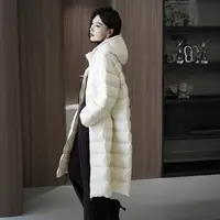 POPULARYW【寂冬悬月】Z·R上品屋 秋冬保暖拉链连帽长款羽绒服