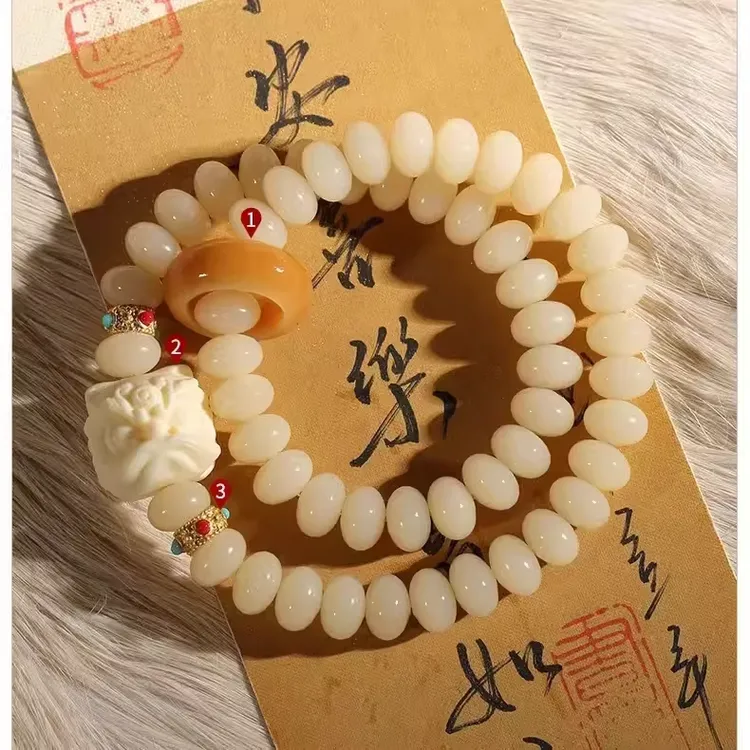 真品菩提手串双圈跑环莲花醒狮手持五年天然老料菩提根盘串百搭女
