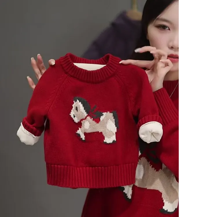 【可爱卡通亲子新年毛衣  小乐妈咪】婴儿毛衣秋冬打底衫针织L16