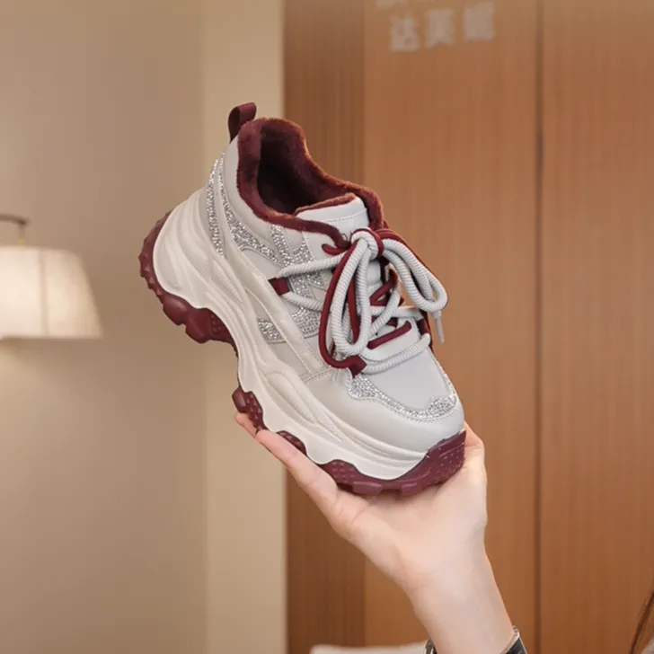 达芙妮2026新款加绒老爹鞋女鞋冬季保暖棉鞋舒适百搭潮流运动鞋LL