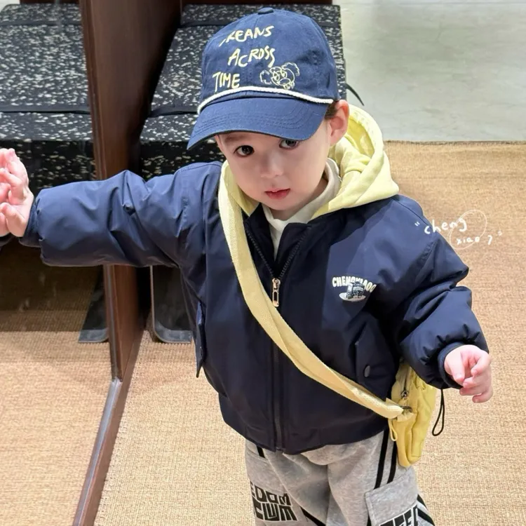 男童秋冬款夹棉外套2025新款儿童秋冬季棒球服中小童男童二棉外套