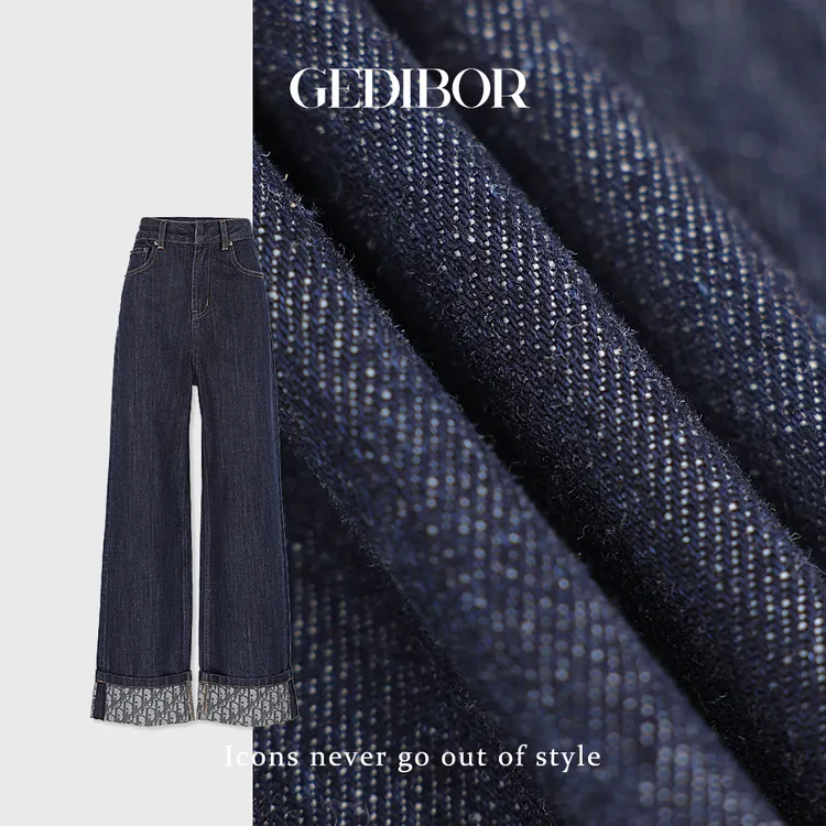 【GEDIBOR】“翻边原牛”显瘦百搭翻边印花撞色时尚牛仔长裤