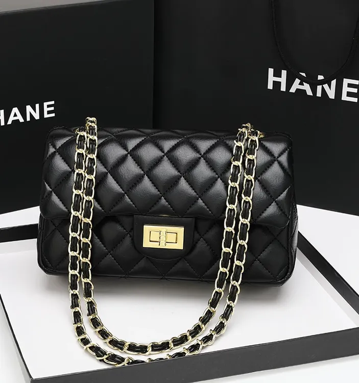 小香风菱格链条包今年新款高级感单肩包百搭真皮链条腋下斜挎包