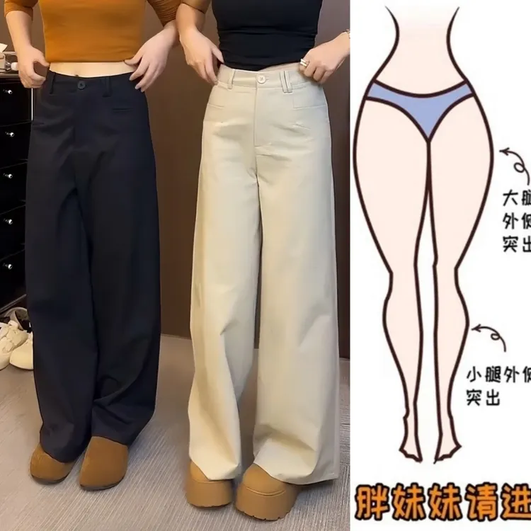 Aimeerosa/艾洛莎秋季高腰阔腿休闲裤女2025新款时尚百搭显瘦长裤