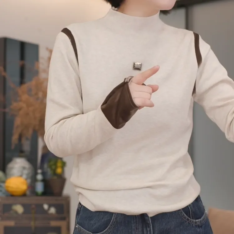 2026新款秋冬设计感气质简约纯色百搭套头针织衫上衣LK2509080