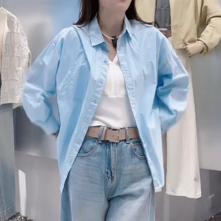 【蓝调】2025夏季百搭休闲后背设计感时尚衬衫衬衣外套LK2502627
