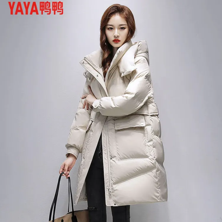鸭鸭中长款90绒羽绒服时尚百搭气质羽绒服女爆款正品YE3B600475L