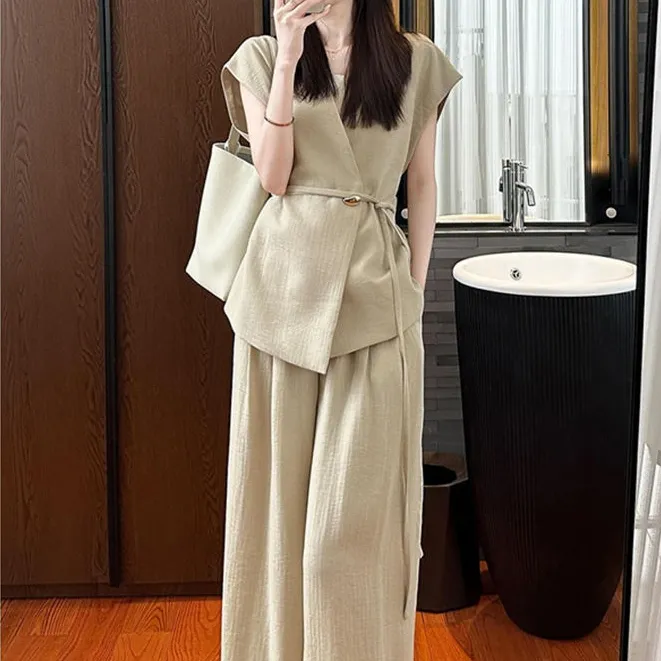 哥弟阿玛施正通勤气质百搭裤子上衣韩系风减龄时尚套装显瘦休闲风