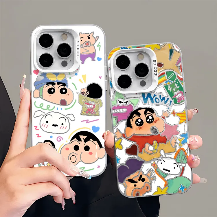 磨砂彩银嘟嘟嘴小新小白适用苹果16手机壳华为P70oppo小米15vivo