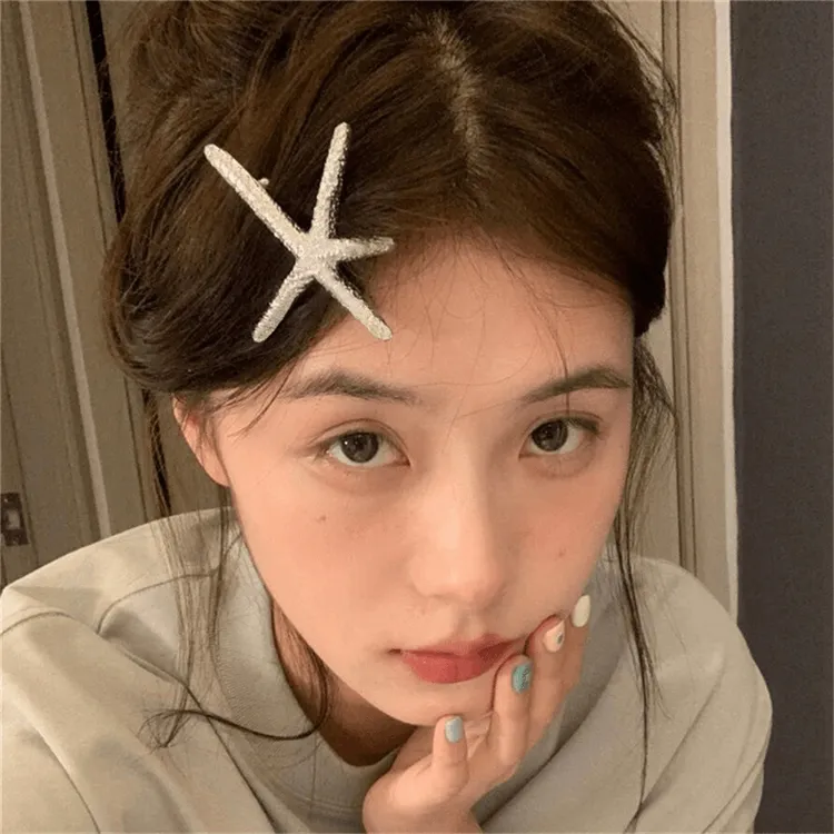 韩国ins博主海星发夹子女甜酷风出街气质鸭嘴夹几何侧边夹刘海夹