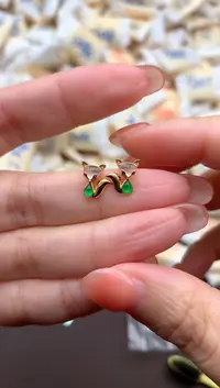 【闪购商品】翡翠耳饰18K金镶嵌     一   