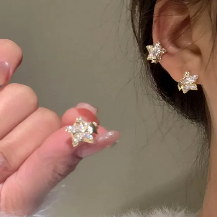 铜合金耳饰 【星星锆石】超闪耳钉女精致小众高级感显白气质耳饰