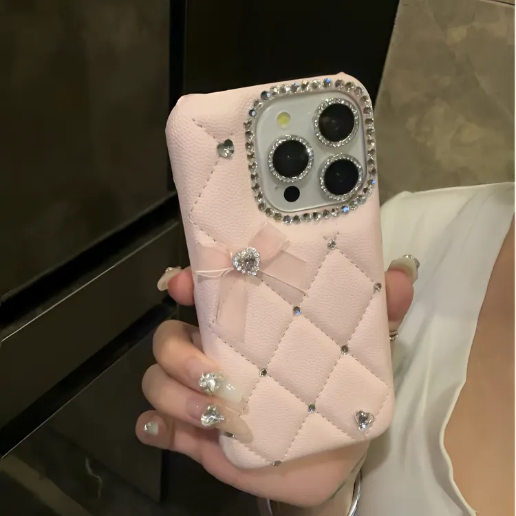 千金风粉色菱格粉iPhone17promax手机壳16适用于苹果15名媛14高奢