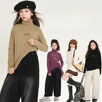 【Maila童装】女童德绒高领打底衫保暖秋冬中大童洋气字母内搭上衣