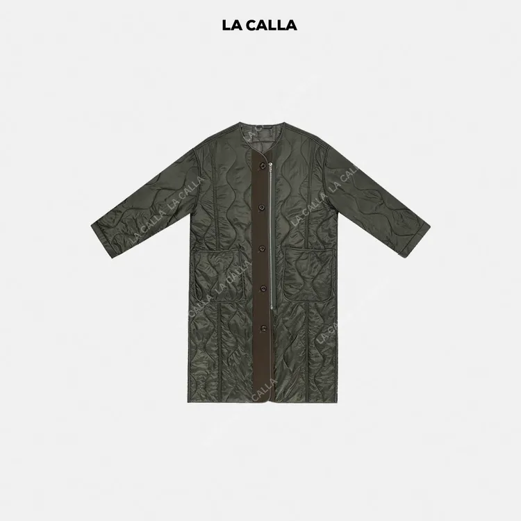 LA CALLA日系手工军绿色保暖加厚复古外套XX003