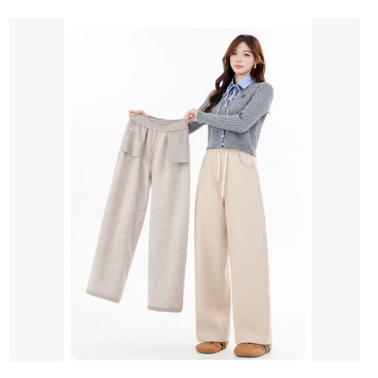 加绒超模裤 3.0｜秋冬保暖考拉绒高腰遮胯显瘦四色阔腿裤-B31