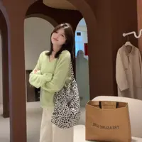 漫姐的店【豹纹包】 豹纹印花单肩斜跨帆布包休闲随意慵懒风布底包
