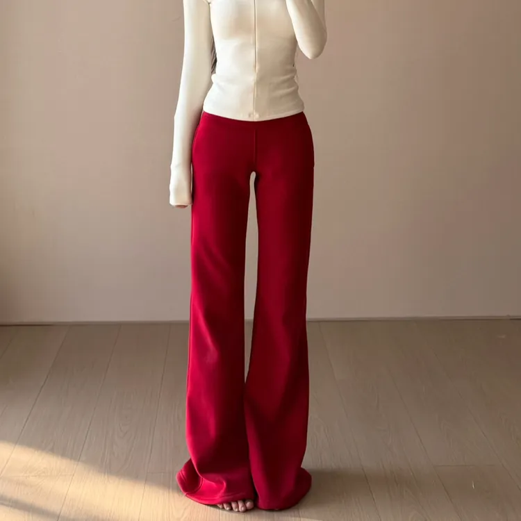 【消烦局长】直腿神器·低腰加绒软糯糯休闲微喇裤卫裤女直筒长裤子