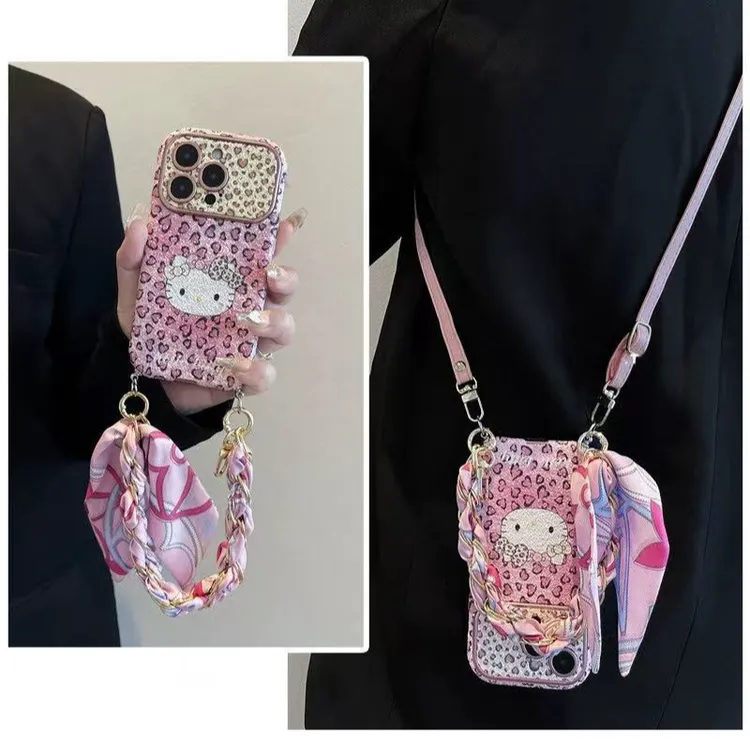 复古大视窗豹纹爱心KT猫适用iphone17promax手机壳苹果16pro新15